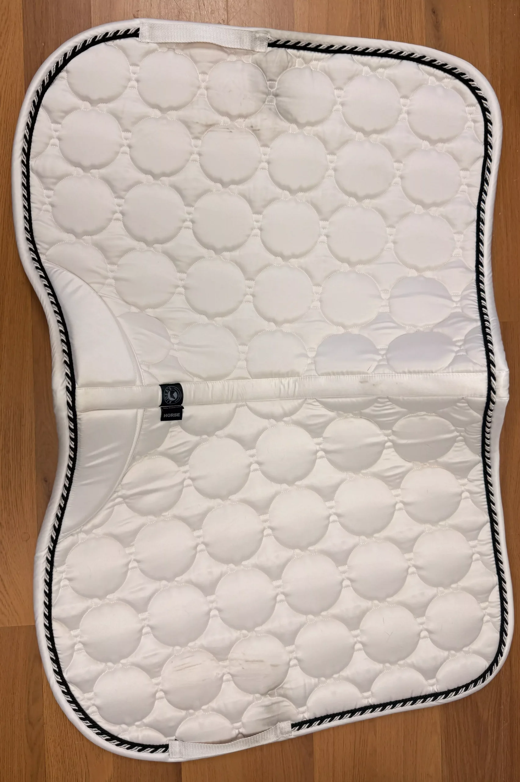 White Quilted Satin Riders All purpose saddle pad