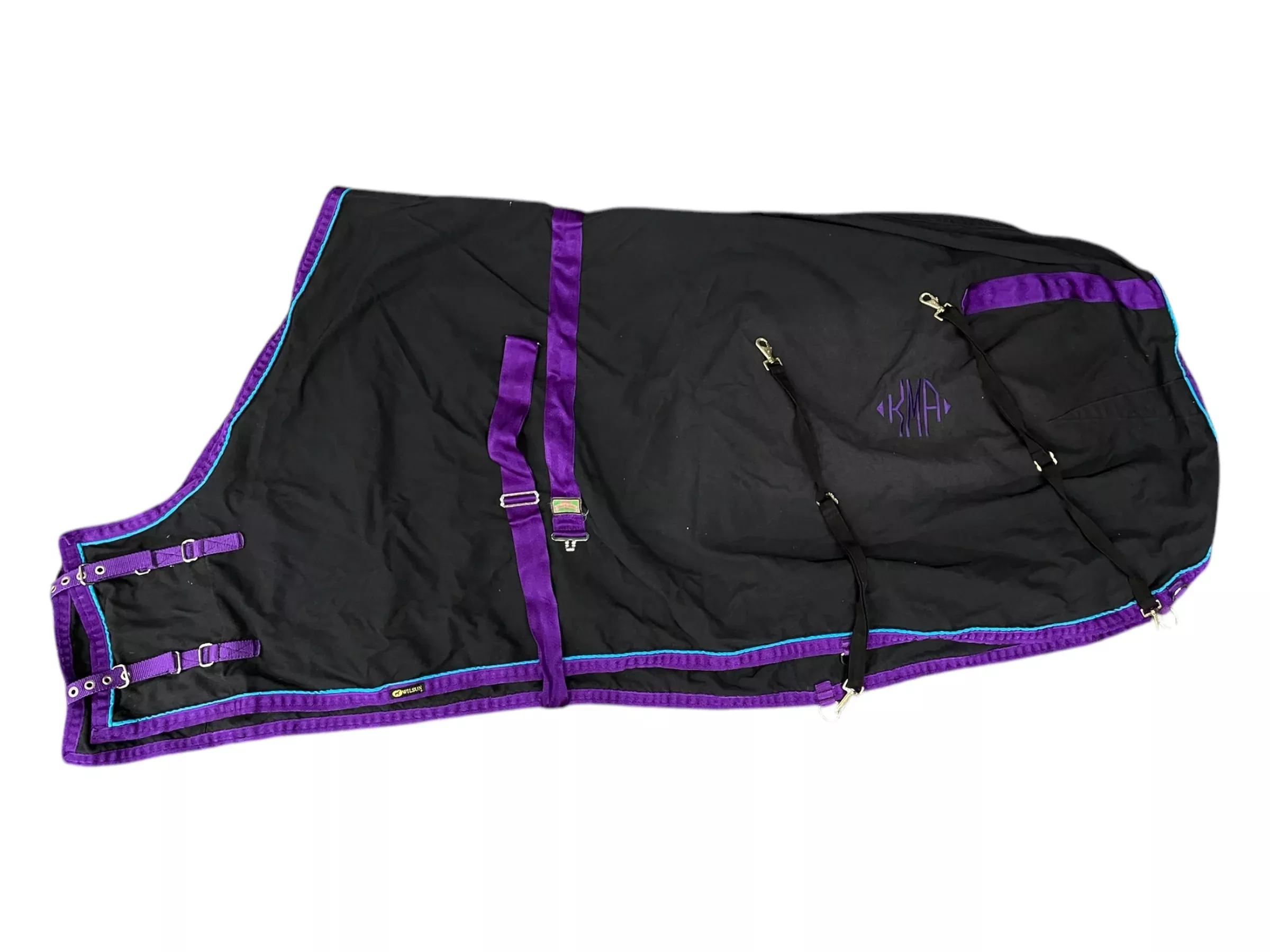 Wilsun Embroidered Stable Sheet - Black/Purp/Blue - 78" - USED