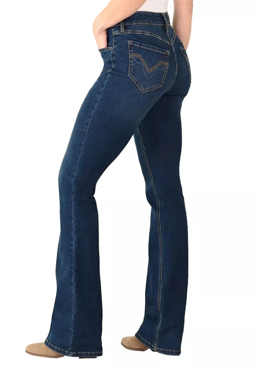 WOMEN’S SCULPTED DARK HIGH RISE BOOTCUT JEANS