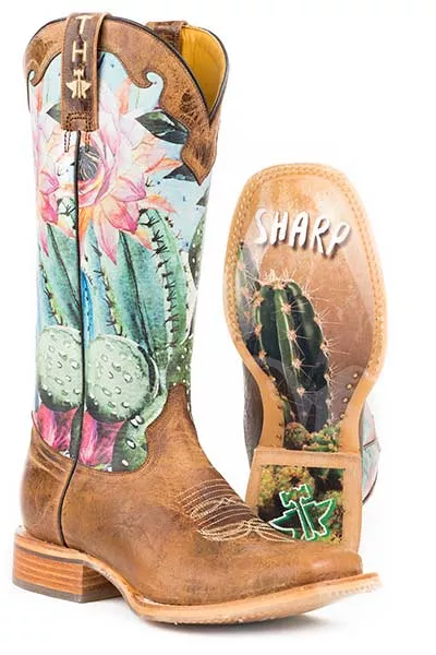 Women’s Tin Haul Cactilicious Wide Square Toe Boot w / Looking Sharp Sole