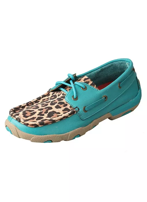 Women’s Twisted X Driving Mocs- Turquoise/ Leopard