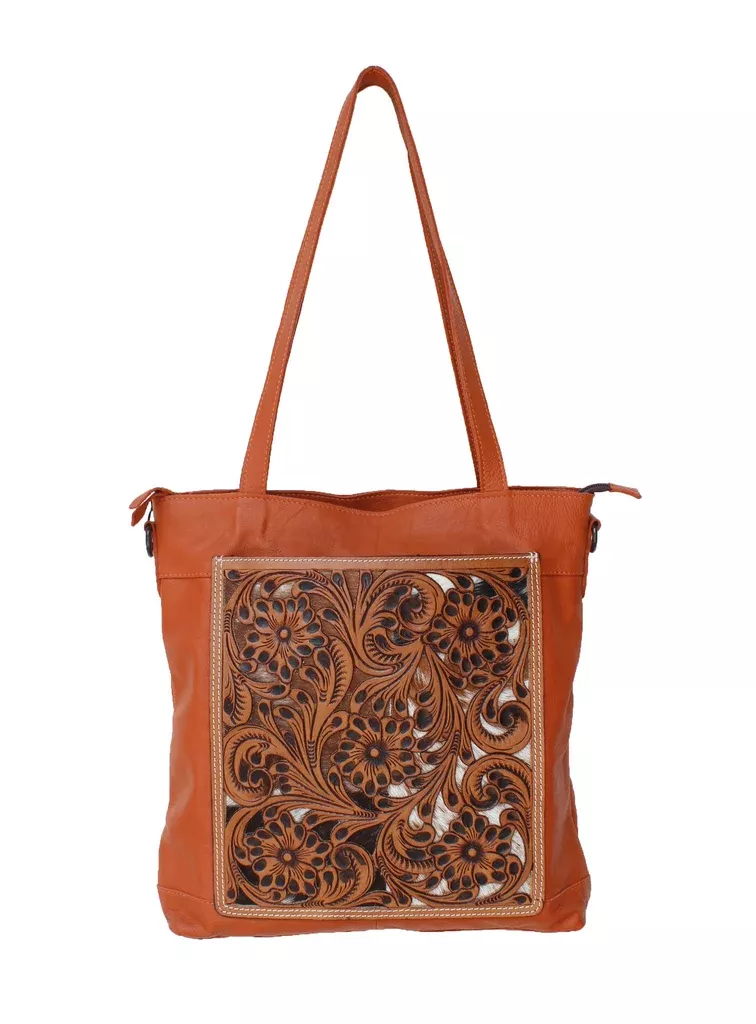 Women's Western Pebbled Filigree Tooled Cowhide Leather Concealed Carry Crossbody Bag Purse 18FKH31