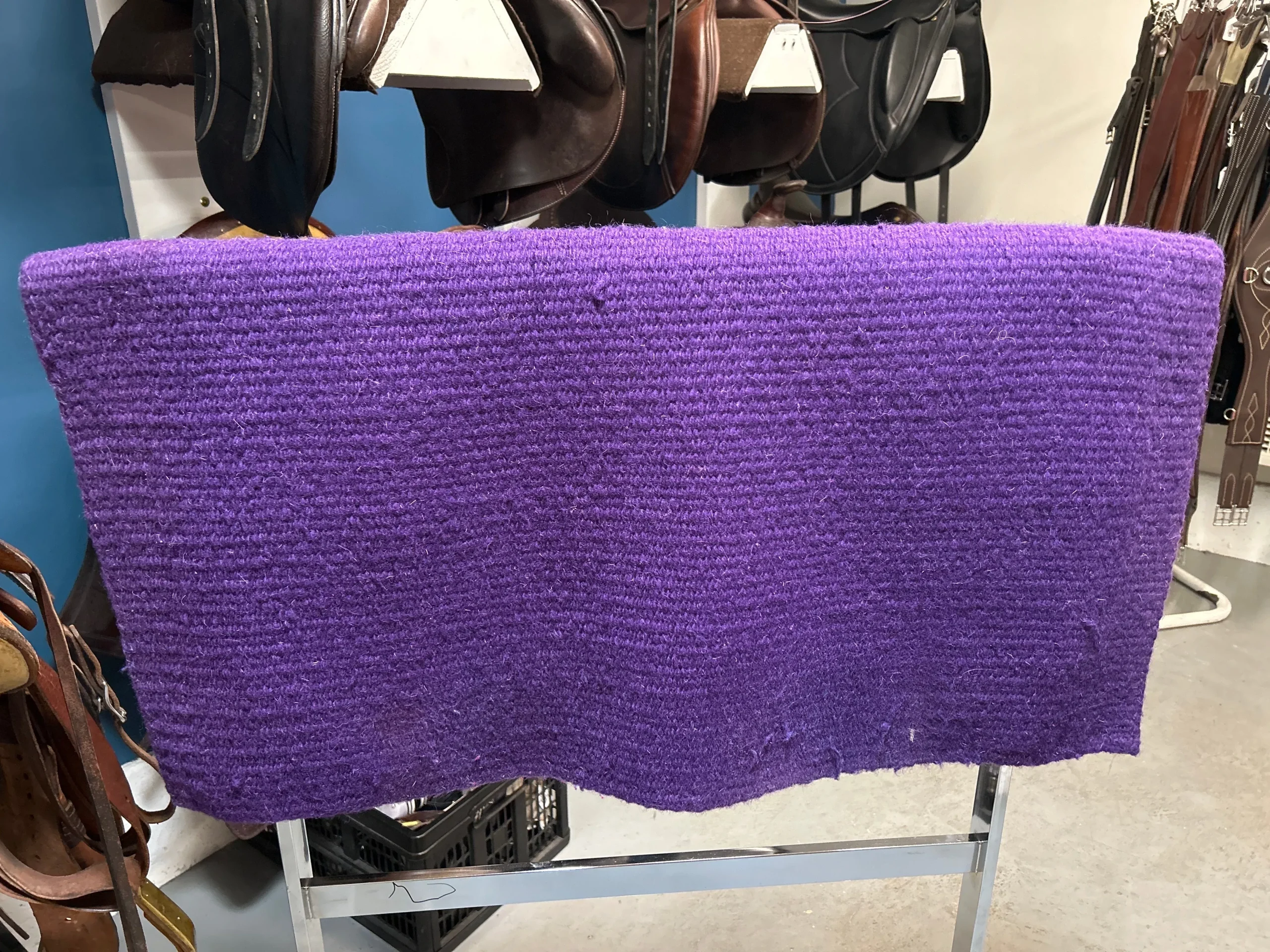 Wool Saddle Blanket - Dark Purple, 36x34 inches