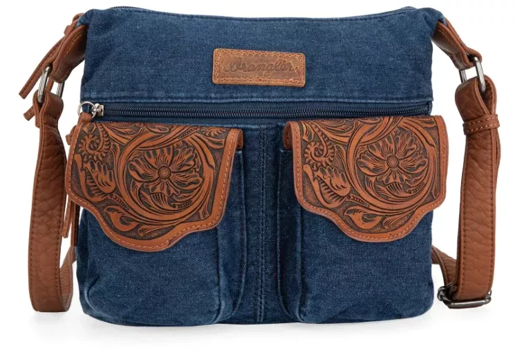 Wrangler Floral Tooled Denim Crossbody