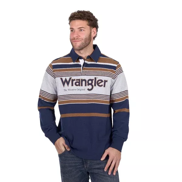 Wrangler Mens Rugby | Federick | Navy / Tan