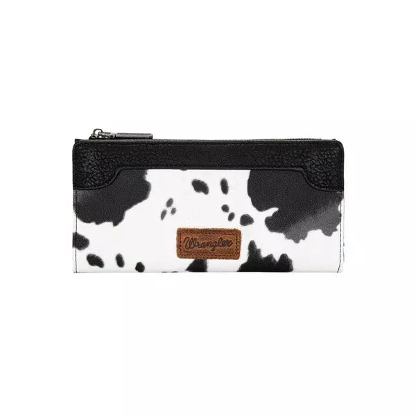 Wrangler Slim Wallet | Cow Print | Black