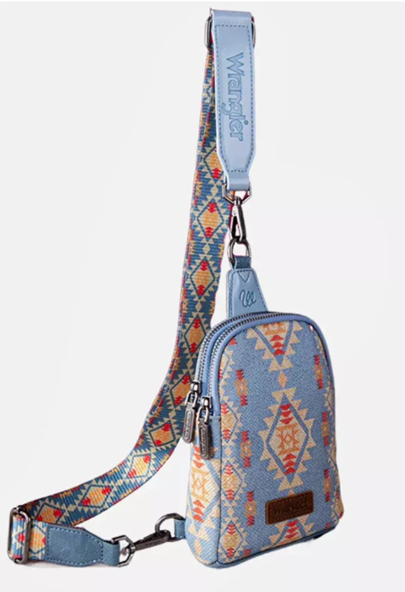 WRANGLER SOUTHWESTERN ALLOVER AZTEC PRINT SLING BAG