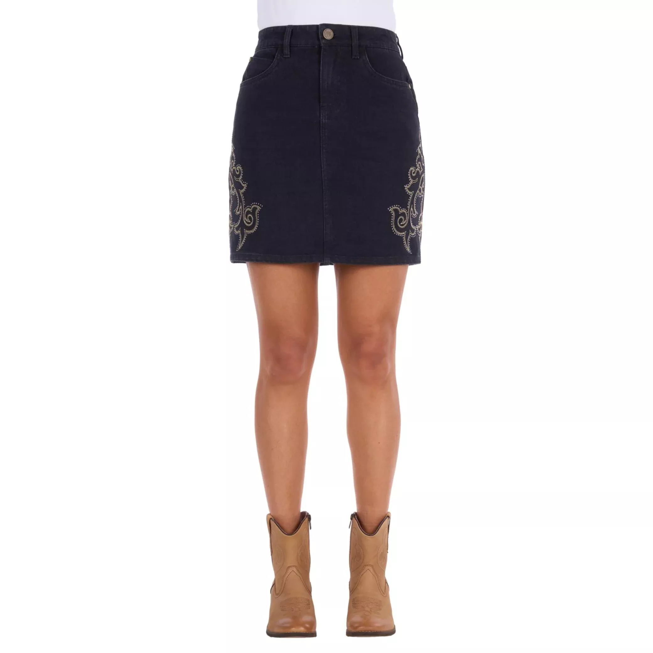 Wrangler Womens Rock Studded Denim Skirt