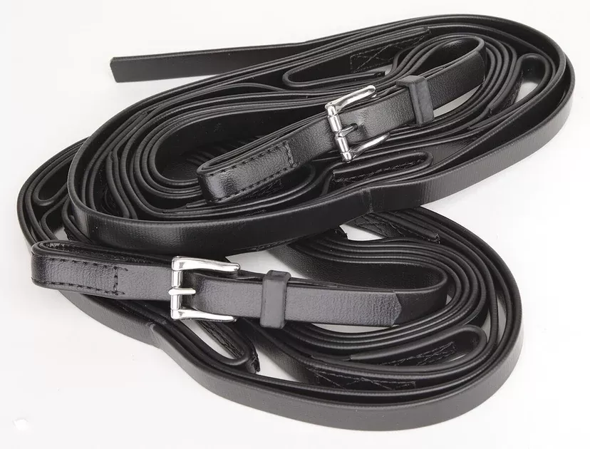 Zilco Plain 5 Loop Reins (4Mtr) - Black (ladder reins)