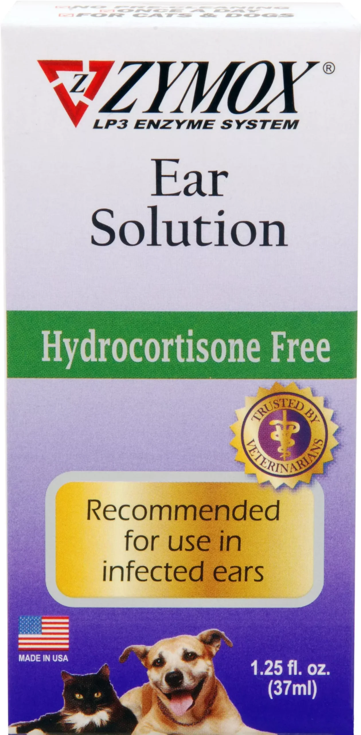 Zymox Pet Ear Care Solution Hydrocortisone Free 1.25 oz